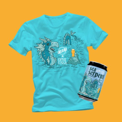 FIRST Craft Beer Sea Serpent IPA logós férfi kék póló Sea Serpent West Coast IPA Sörcsomaggal