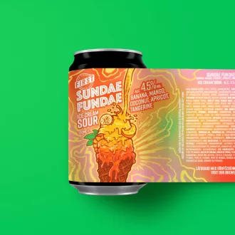 Sundae Fundae fagyiporos savanyú gyümölcsös felsőerjesztésű szűretlen first sör mangó kókusz sárgabarack ízesítés 
