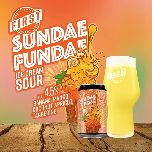 Sundae Fundae: Banana, Mango, Coconut, Apricot, Tangerine (4.5%)