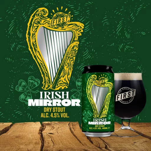 Irish Mirror fekete szűretlen stout stílusú FIRST Craft Beer dobozos sör